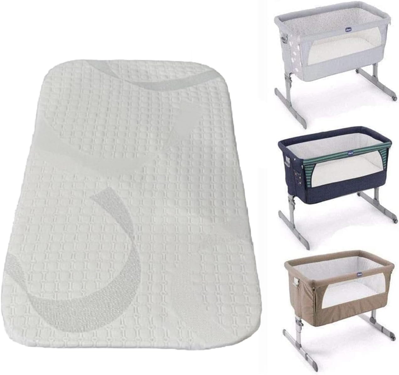 Next 2 Me Crib Mattress - Compatible with Maxi-Cosi Tori Bedside Travel Cot/Chicco Next To Me - Thick & Super Soft/Removable Washable Cover