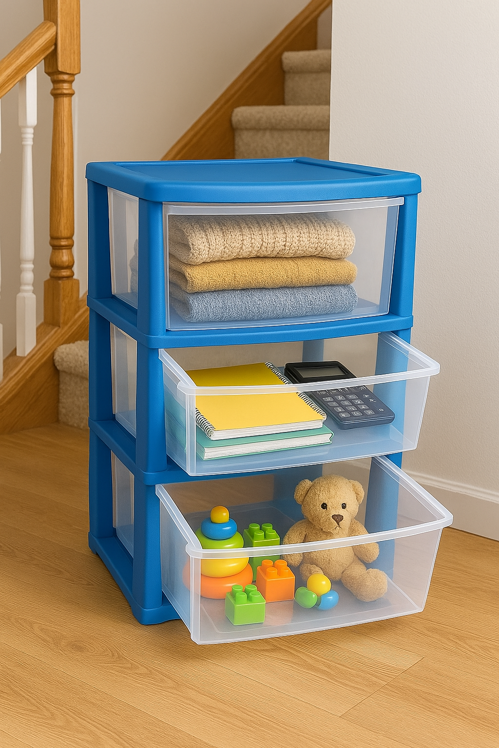 Plastic 3 Tier Drawer Tower Unit Chest Drawer School Office Home Storage