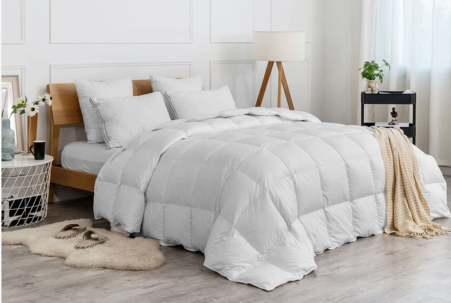 Duck Feather & Down Duvet Hotel Quality Anti-Dust mite Down Quilt Hypoallergenic Super Soft Natural Feather White Duvets, Pure Cotton Down-Proof Casing, Box Stitched