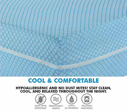 Stripe Mattress Protector Cover, 360° Fully Fitted Encasement, Zipper Closure, Anti Allergy, Breathable, Anti Bed Bug & Dust Mite, Easy Care, Machine Washable