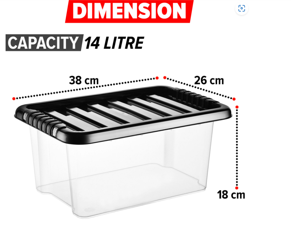 Plastic Storage Boxes Clear Box with Lid Office Stackable Containers 28L