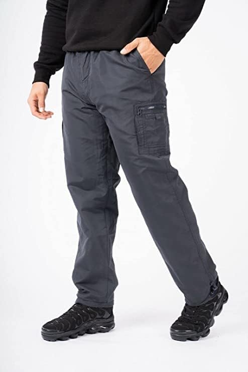 Men’s Microfibre Thermal Trousers Fleece Workwear Bottoms Elasticated Waist Cargo Sweat Pants