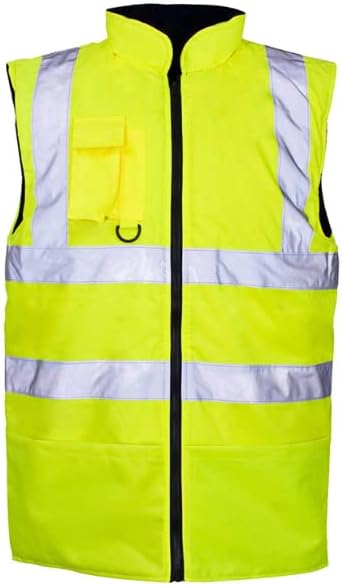 Hi Vis Bodywarmer Reversible Safety Reflective Sleeveless Jacket Workwear Vest