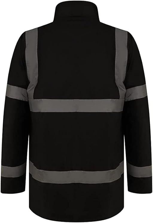 Men’s Hi Vis Safety Parka Jackets Reflective Waterproof Workwear Padded Top Security Hooded Long Coats