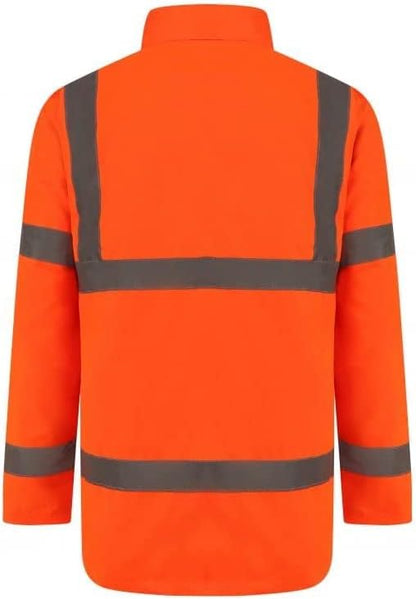 Men’s Hi Vis Safety Parka Jackets Reflective Waterproof Workwear Padded Top Security Hooded Long Coats