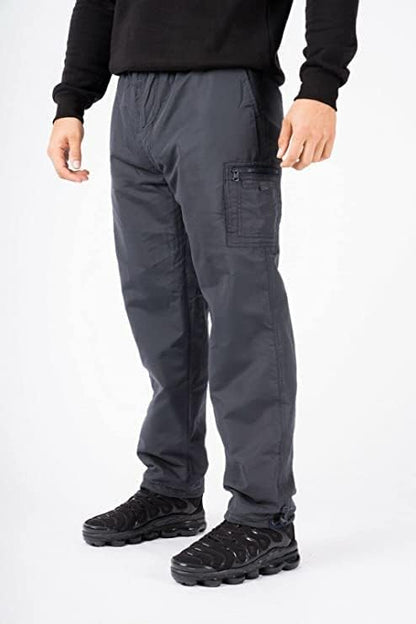 Men’s Microfibre Thermal Trousers Fleece Workwear Bottoms Elasticated Waist Cargo Sweat Pants