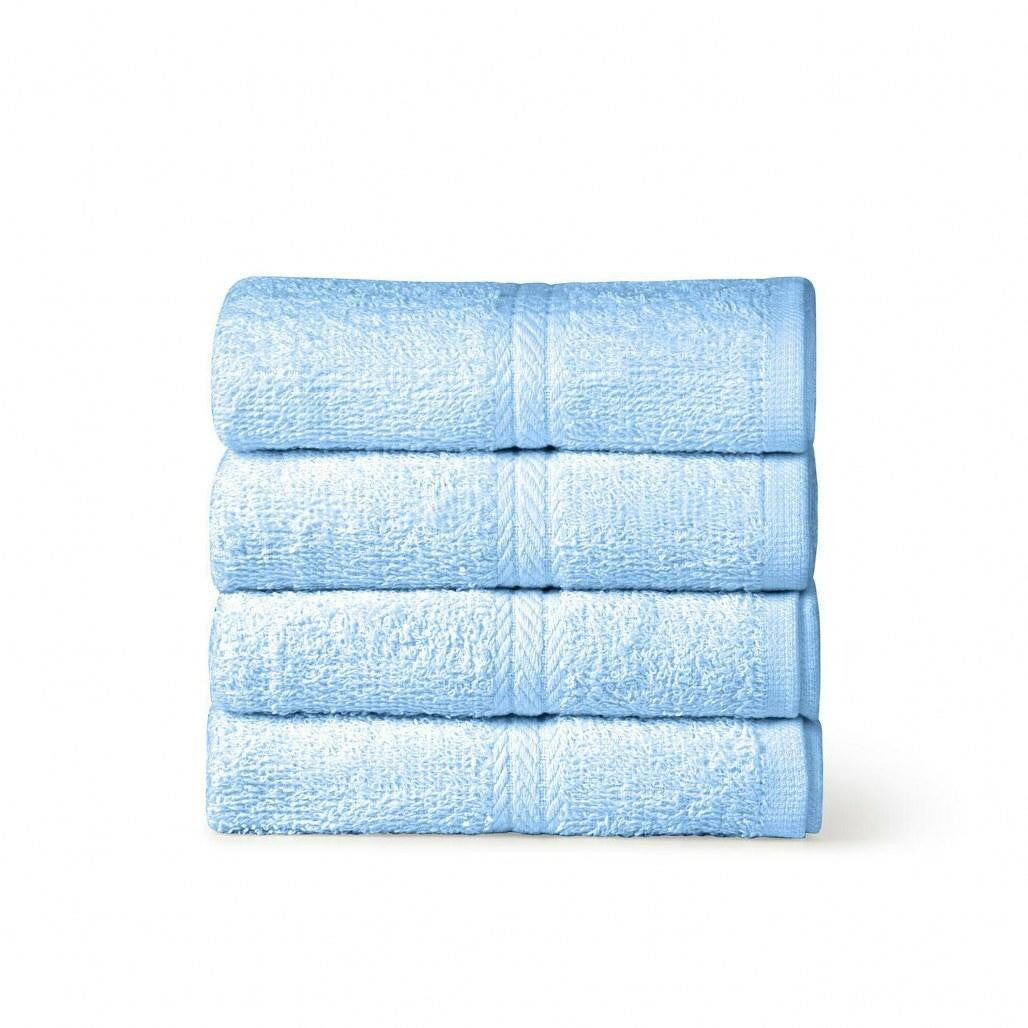 450 GSM cotton rich soft touch towel stack in modern bathroom setting