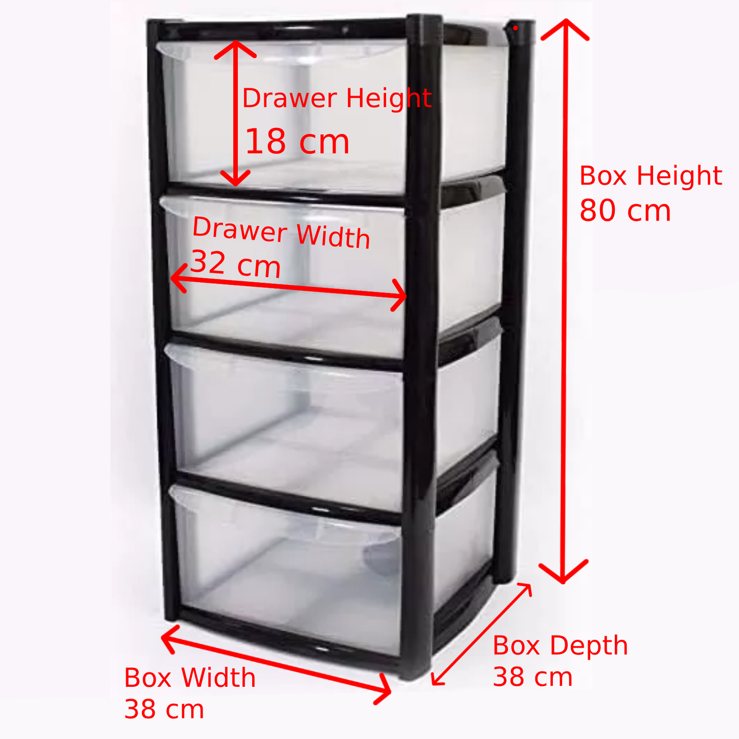 4 Drawers Plastic Storage Tower Unit Organizer Home Office School Desktop Clear Storage Chest for Clothes Toys Art Supplies Stationary Shoes