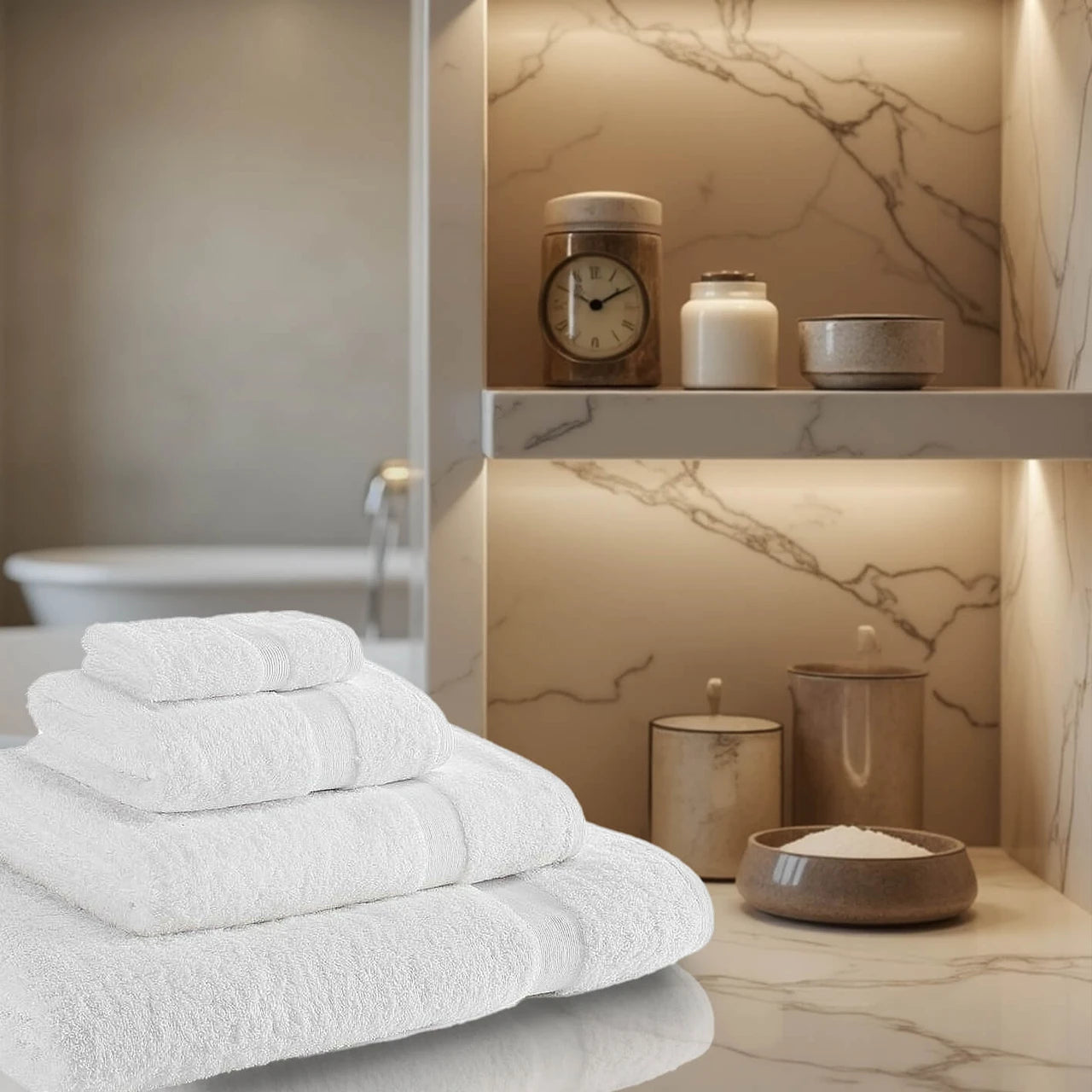 4 Piece 600GSM Luxury Cotton Towel Bale Set — 2 hand towels + 2 bath towels or bath sheets in six colours