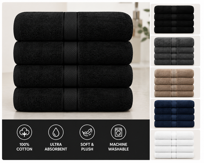 500GSM 2pcs / 4pcs Bath Towel 100% Cotton Quick Dry 70x140cm Towel Set