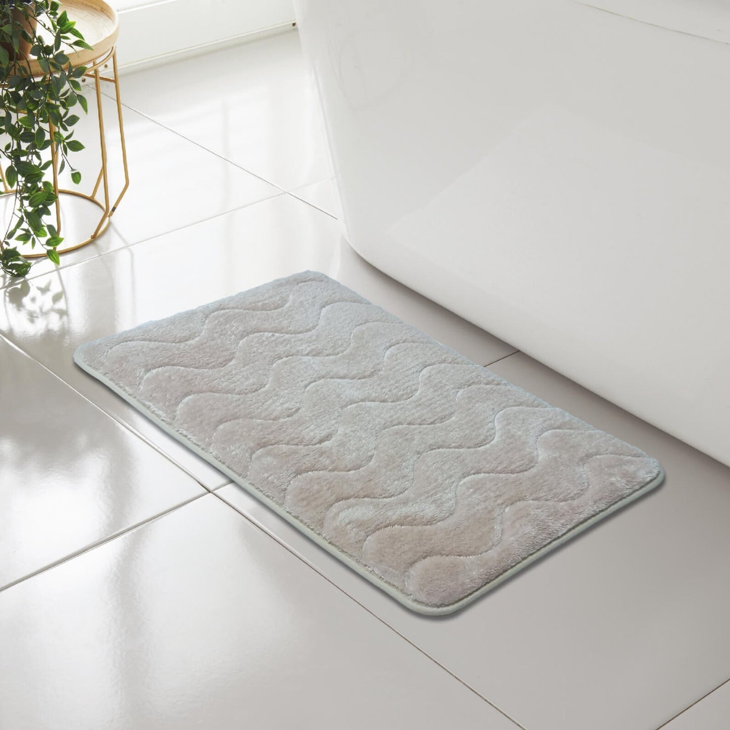 WAVE GREEK STYLE BATH MAT PEDESTAL SET NON SLIP TOILET BATHROOM RUGS 1 PIECE