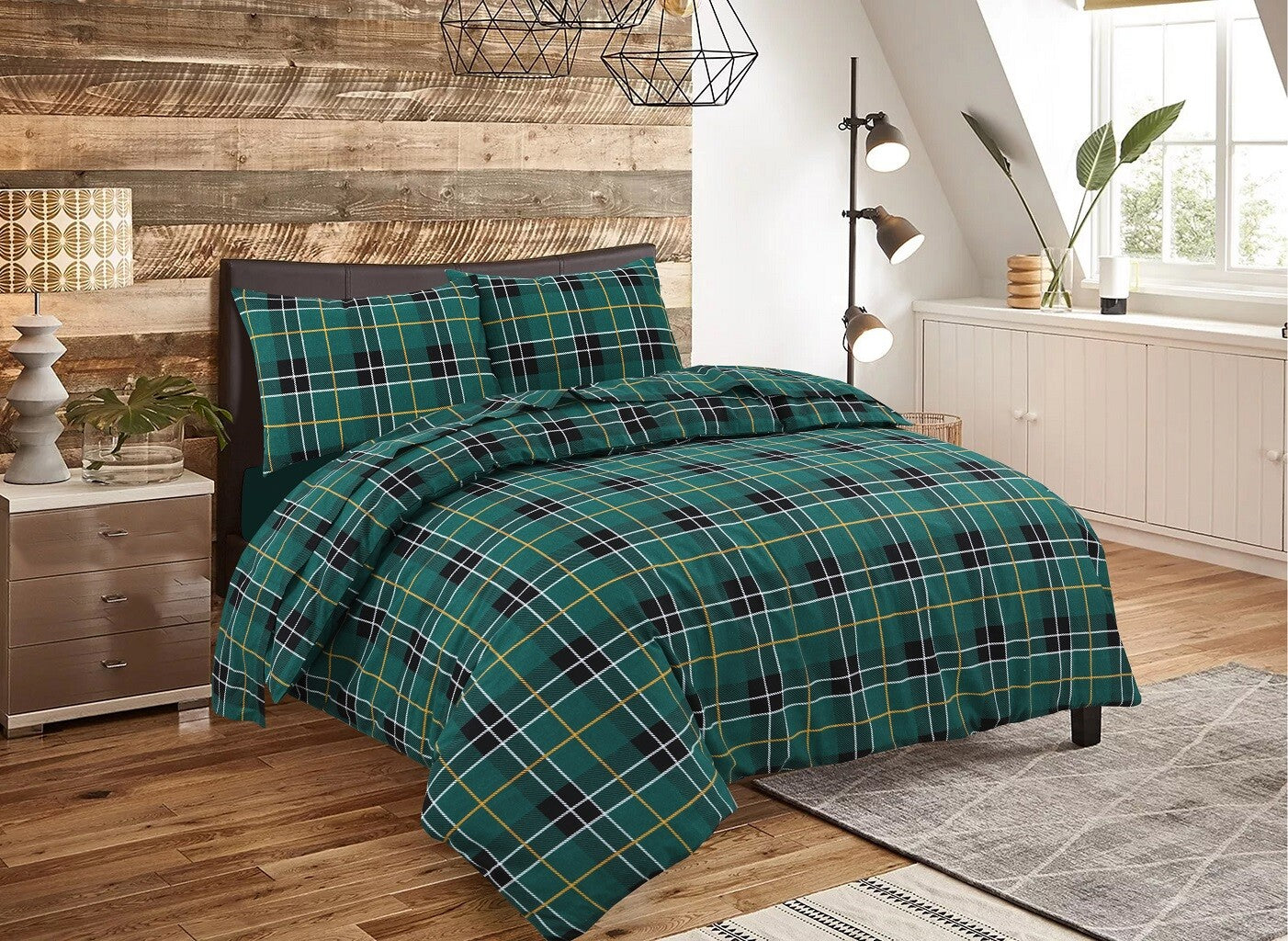 Thermal Tartan Flannelette Duvet Cover 100% Brushed Cotton Checked Bedding Sets