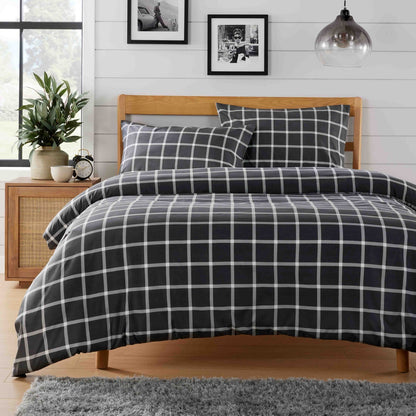 Marrakesh & Boston Grey Duvet Cover Set Pillowcase Print Check Bedding All Sizes