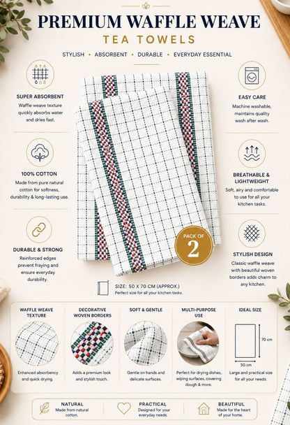 PACK OF 8 TEA TOWELS HAWAI 100% COTTON KITCHEN LUXURY TOWEL CHECK DESIGN