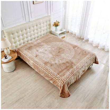 Luxury Apollo Greek Key Blanket Warm Cosy Mink Fleece Sofa Bed Travel Throw Over