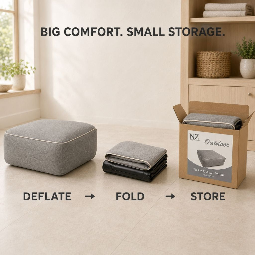 PVC inflatable inner and secure air valve inside the square pouf