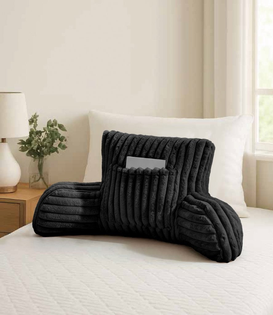 Cuddle Cushion Fleece Reading Chair Back Support Soft Bed Rest Pillow with Arms
