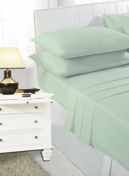 Easy Care Plain Dyed Fitted Bed Sheets 4 Ft Bunk Single Double King Super King