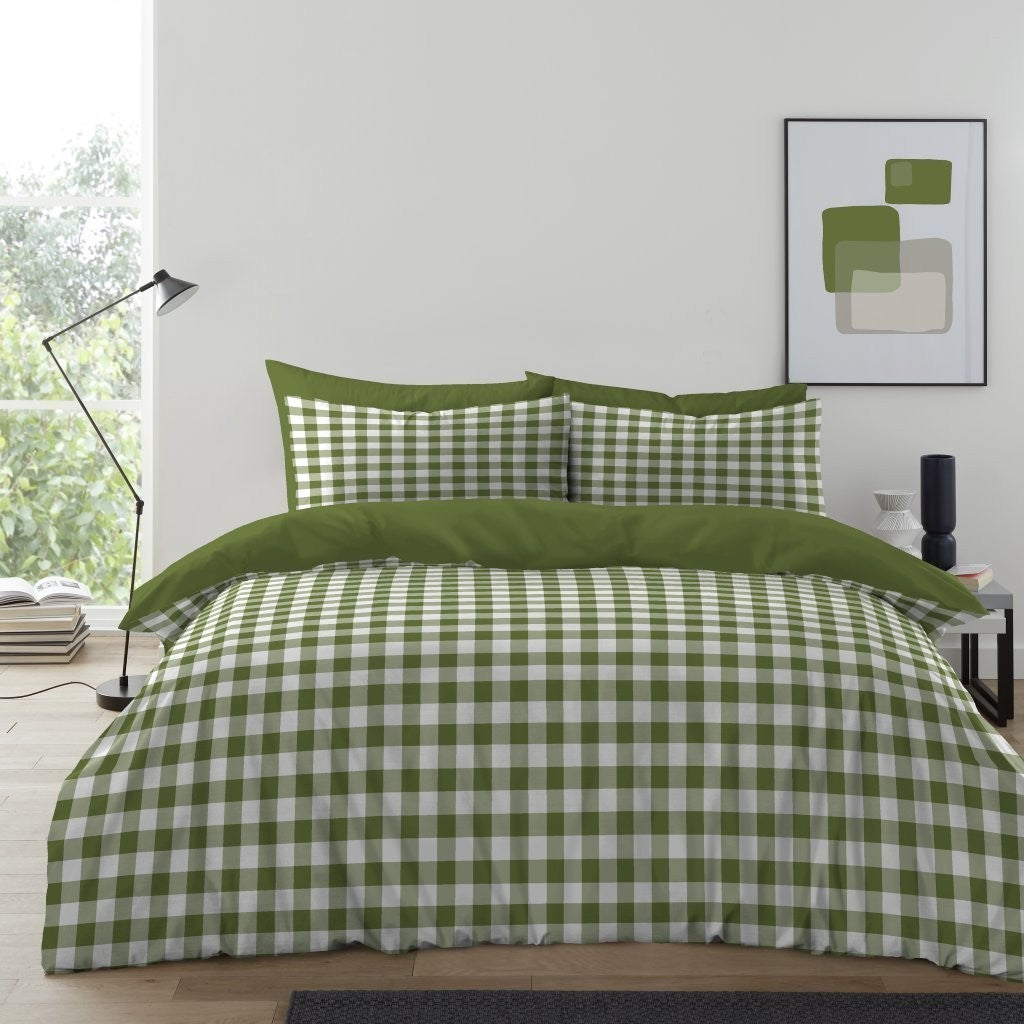 Gingham Moor Duvet Cover Set with Pillowcases, Soft Macrofibre Bedding Set