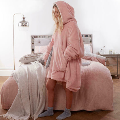Teddy Fleece Hoodie Blanket Oversized Women Winter Warm Hooded Jumper Sweatshirt