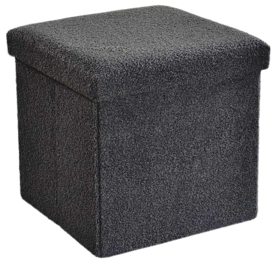 Ottoman Folding Boucle Storage Box Teddy Bear Collapsible Toy Chest Small Large