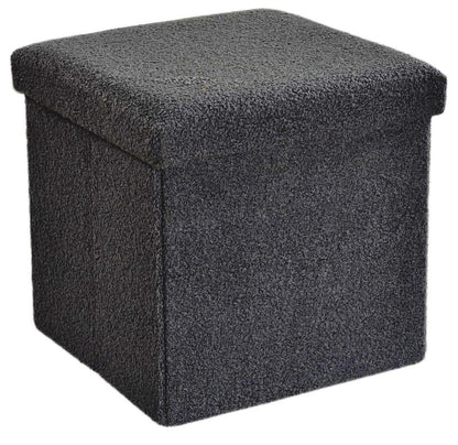 Ottoman Folding Boucle Storage Box Teddy Bear Collapsible Toy Chest Small Large