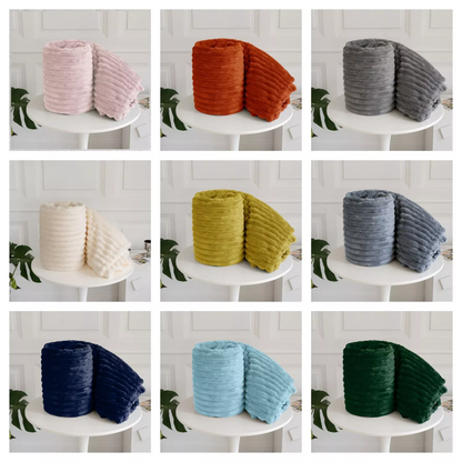 Ribbed Throws Fleece Blanket Chunky Cord Faux Fur Large Size Sofa Bed Corded