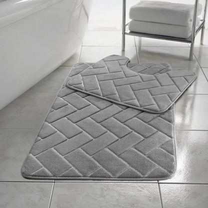 Memory Foam Non Slip Bath Mat Set 2 Piece Rubber Pedestal Toilet Bathroom Rug