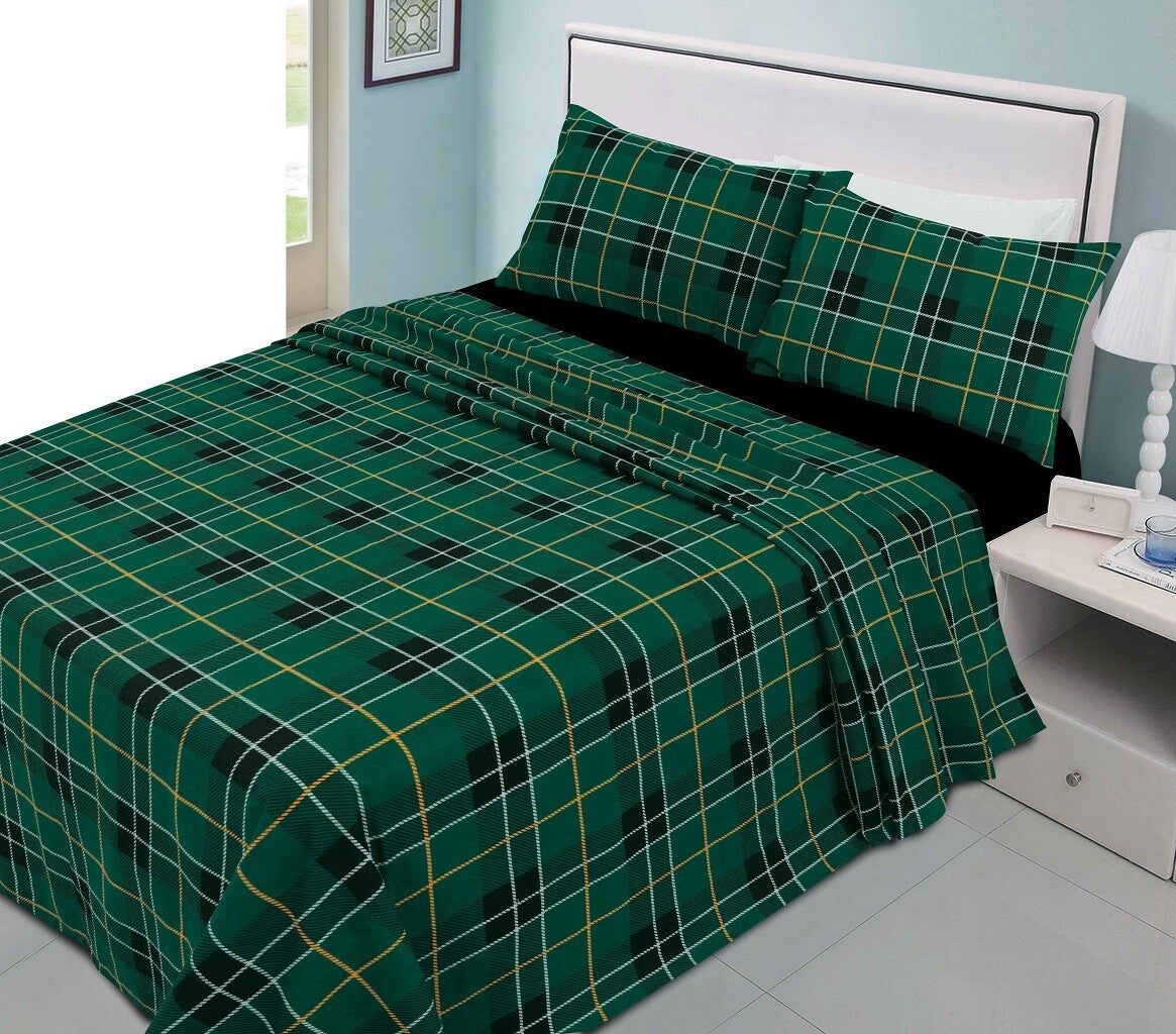 Thermal Tartan Flannelette Duvet Cover 100% Brushed Cotton Checked Bedding Sets