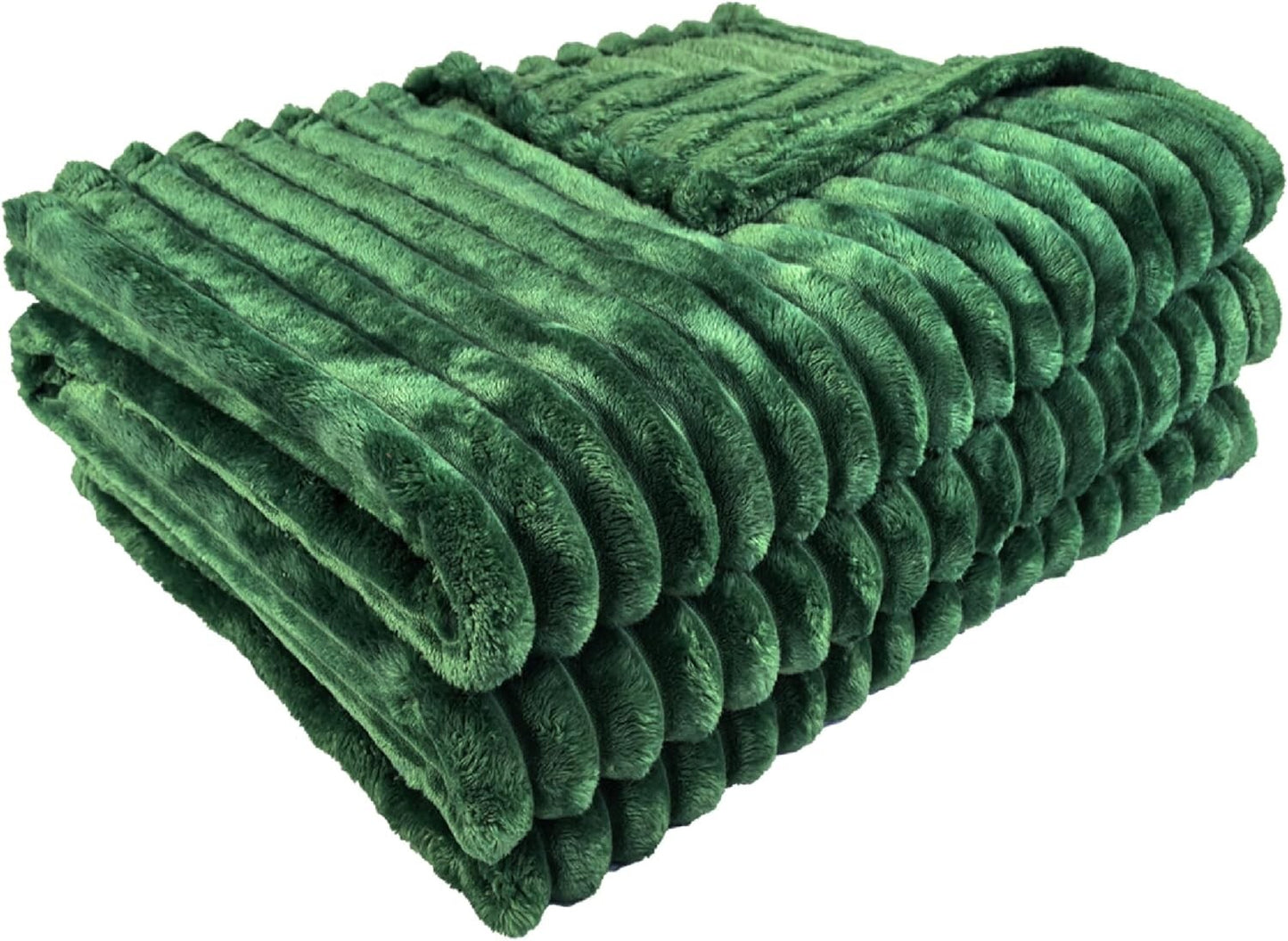 Ribbed Throws Fleece Blanket Chunky Cord Faux Fur Large Size Sofa Bed Corded