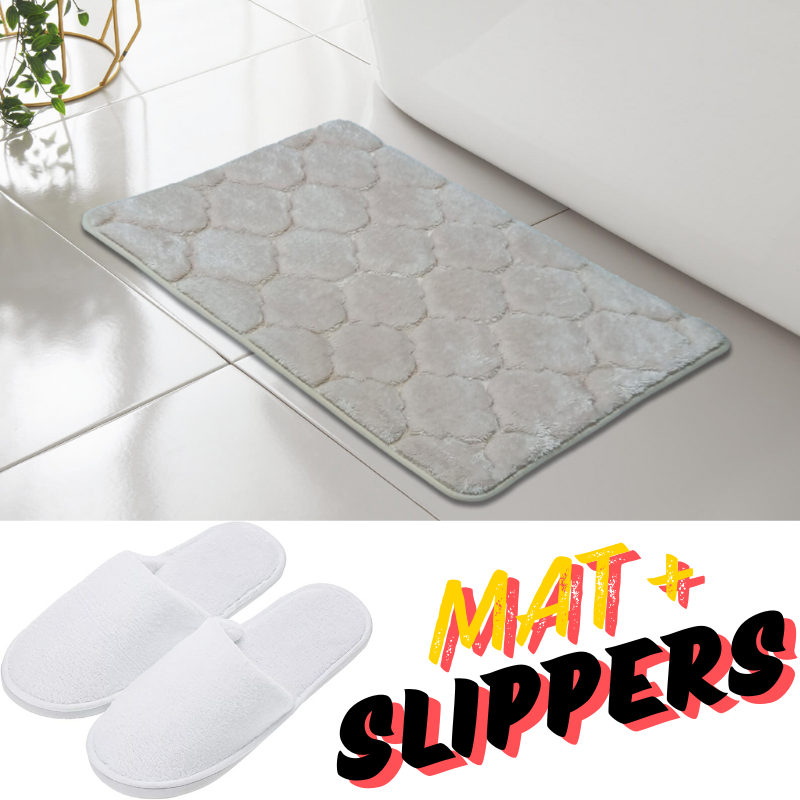 SHELL GREEK STYLE BATH MAT PEDESTAL SET NON SLIP TOILET BATHROOM RUGS 1 PIECE