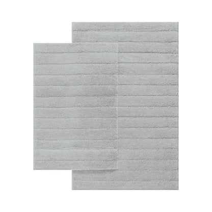 Cleo ribbed bath mat set in soft cream