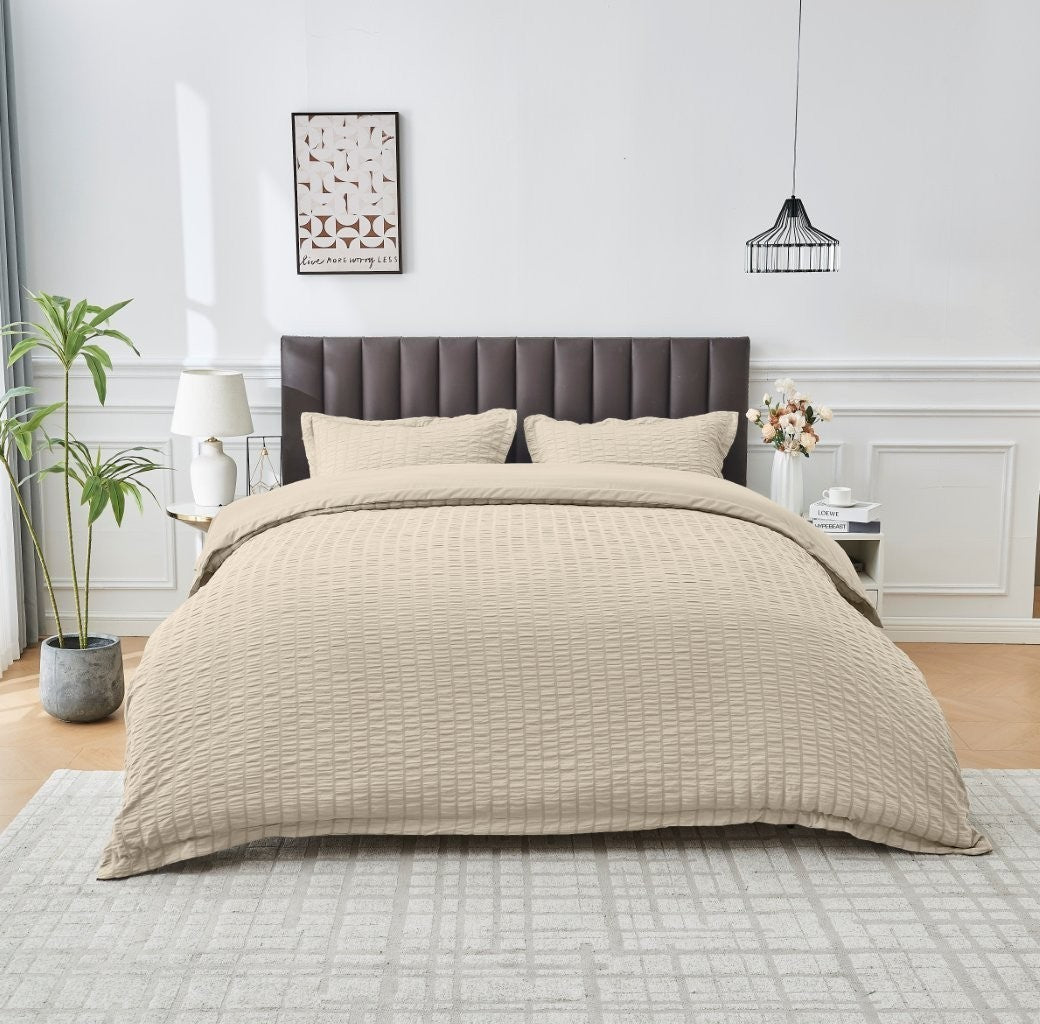 Seersucker Duvet Cover Set Soft Breathable Bedding Quilt Cover Pillowcase