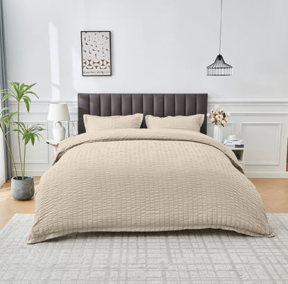 Seersucker Duvet Cover Set Soft Breathable Bedding Quilt Cover Pillowcase