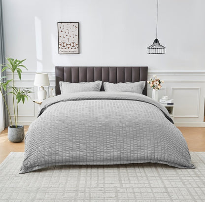 Seersucker Duvet Cover Set Soft Breathable Bedding Quilt Cover Pillowcase