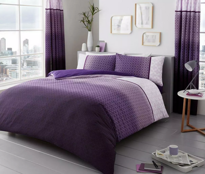 Urban Ombre Duvet Quilt Cover & Pillow Case Bedding Set Grey Pink Purple Teal