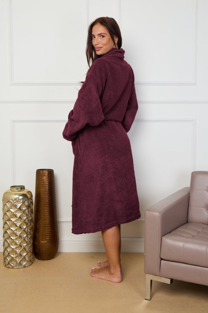 Unisex Terry Towelling 100% Cotton Shawl Collar Bathrobes Dressing Gown Robes