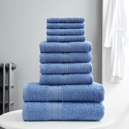10pcs Towel Bale Set 100% Egyptian Combed Soft Cotton Face, Hand, Bath Towels