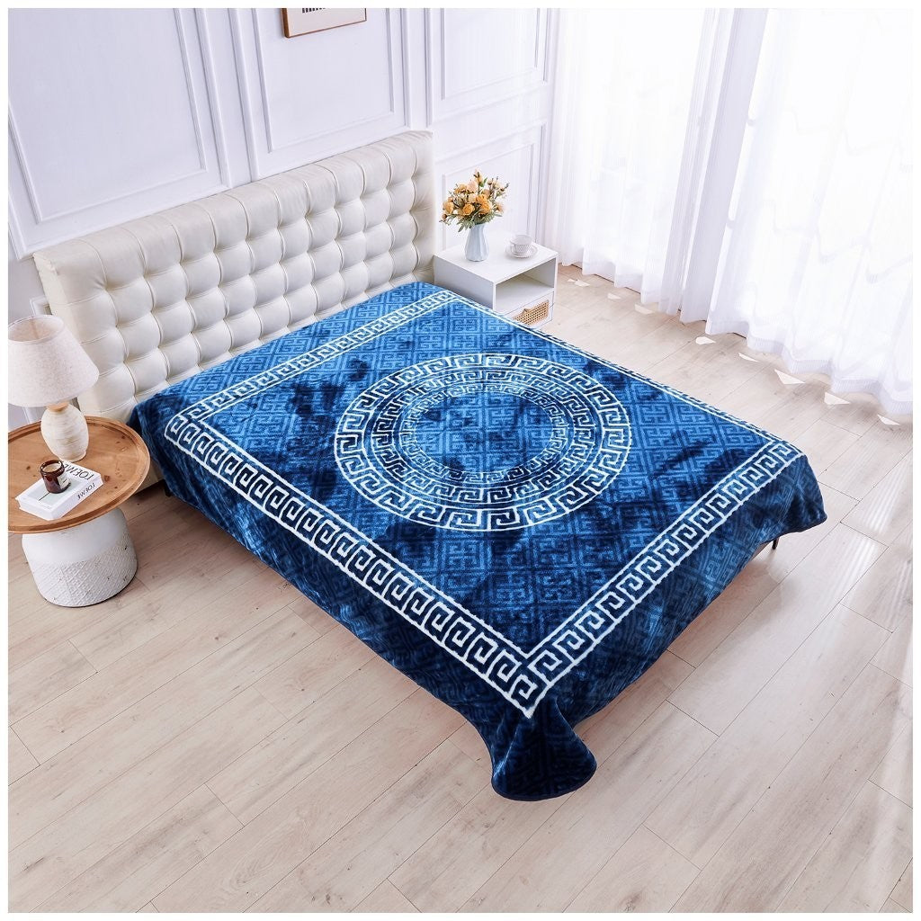 Luxury Apollo Greek Key Blanket Warm Cosy Mink Fleece Sofa Bed Travel Throw Over