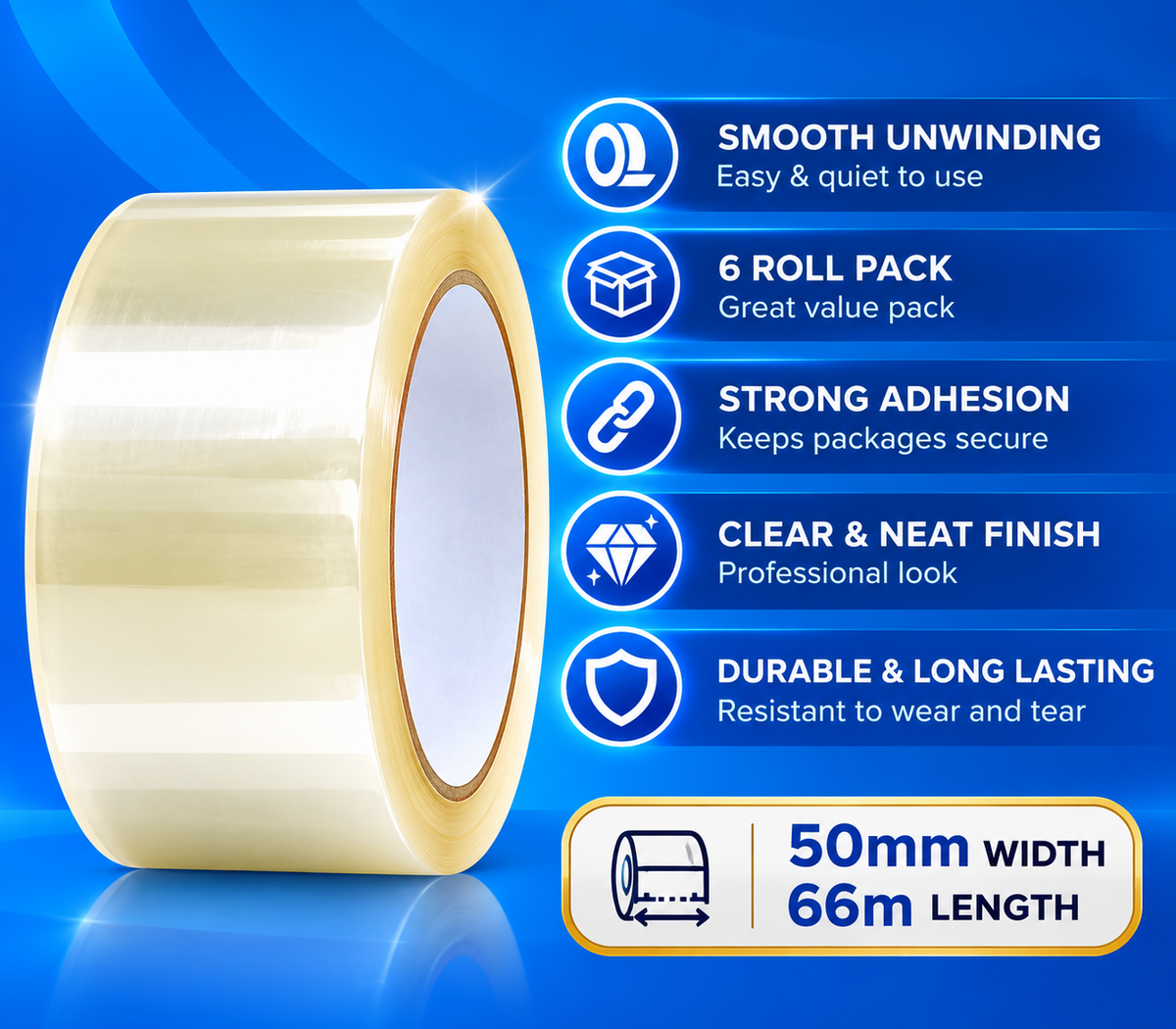 Clear parcel tape sealing a cardboard box with label visible