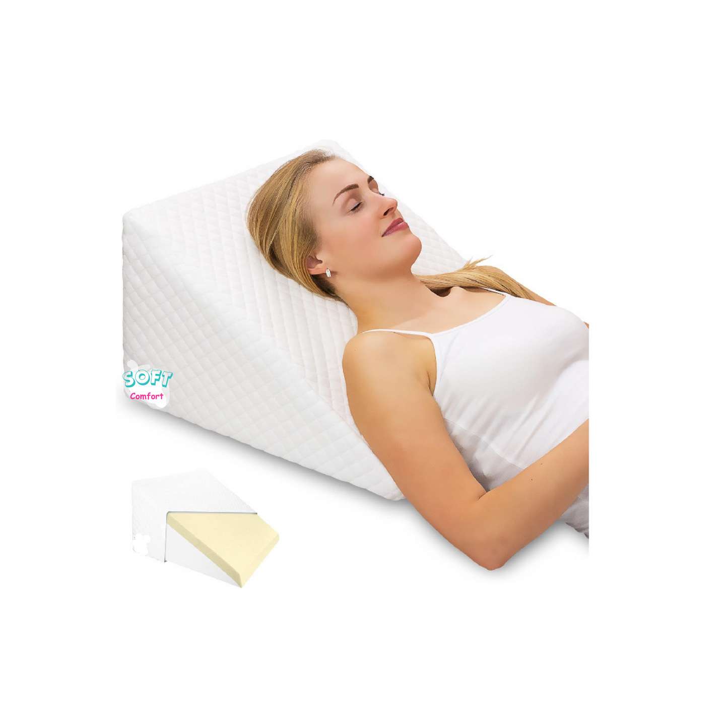 Bed Wedge Pillow Acid Reflux 11 Degree Memory Foam X-Large Bed Big Raised Pillow