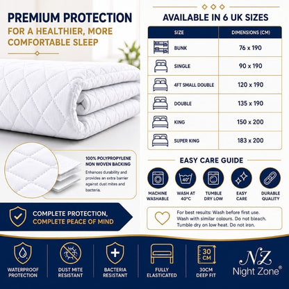 Waterproof Microfibre Mattress Protector Extra Deep Quilted Fitted Bed Cover Pad