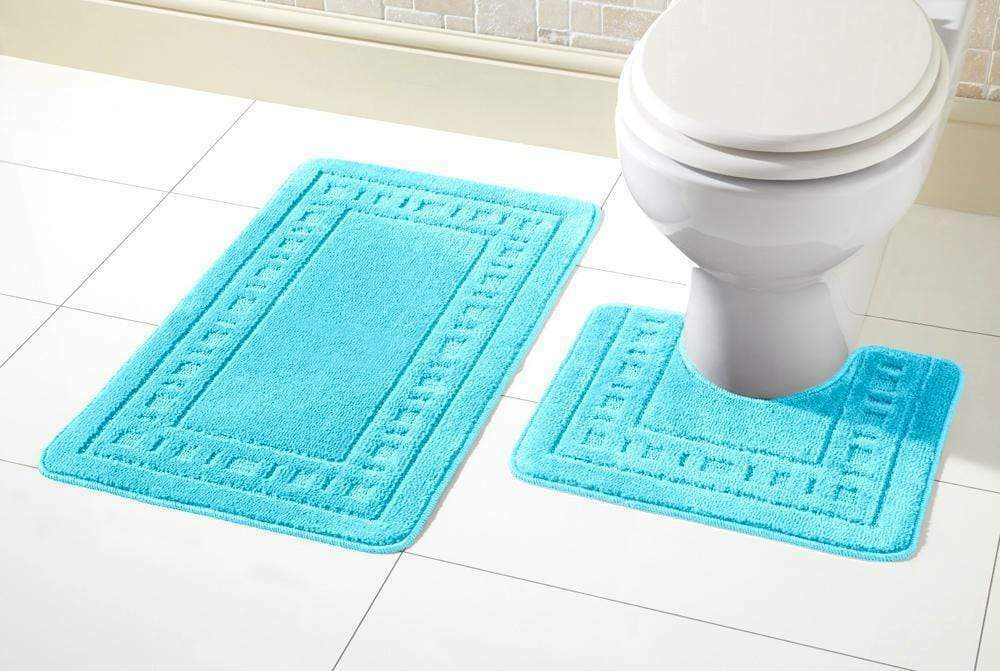 2 Piece Bath Mat & Pedestal Set Non Slip Bathroom Set Miami Bathmats Easy Care