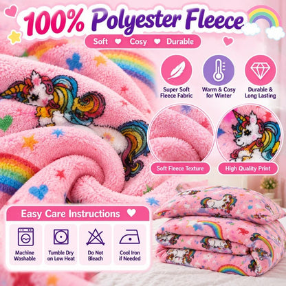 Teddy fleece duvet cover set folded to show soft texture and print