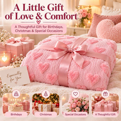 Blush pink teddy hearts bedding set styled in a cosy girls' bedroom