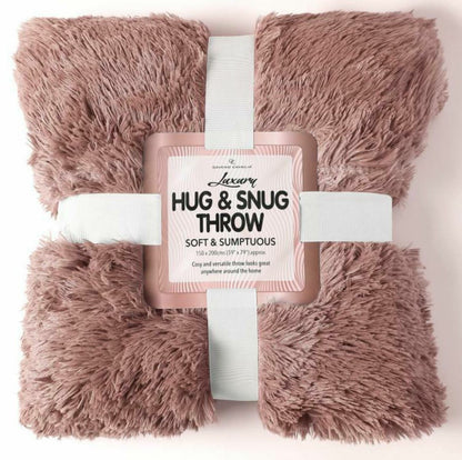 HUG & SNUG THROW LUXURY WARM COSY SOFT SOFA BED MINK FLUFFY FUR BLANKET DOUBLE