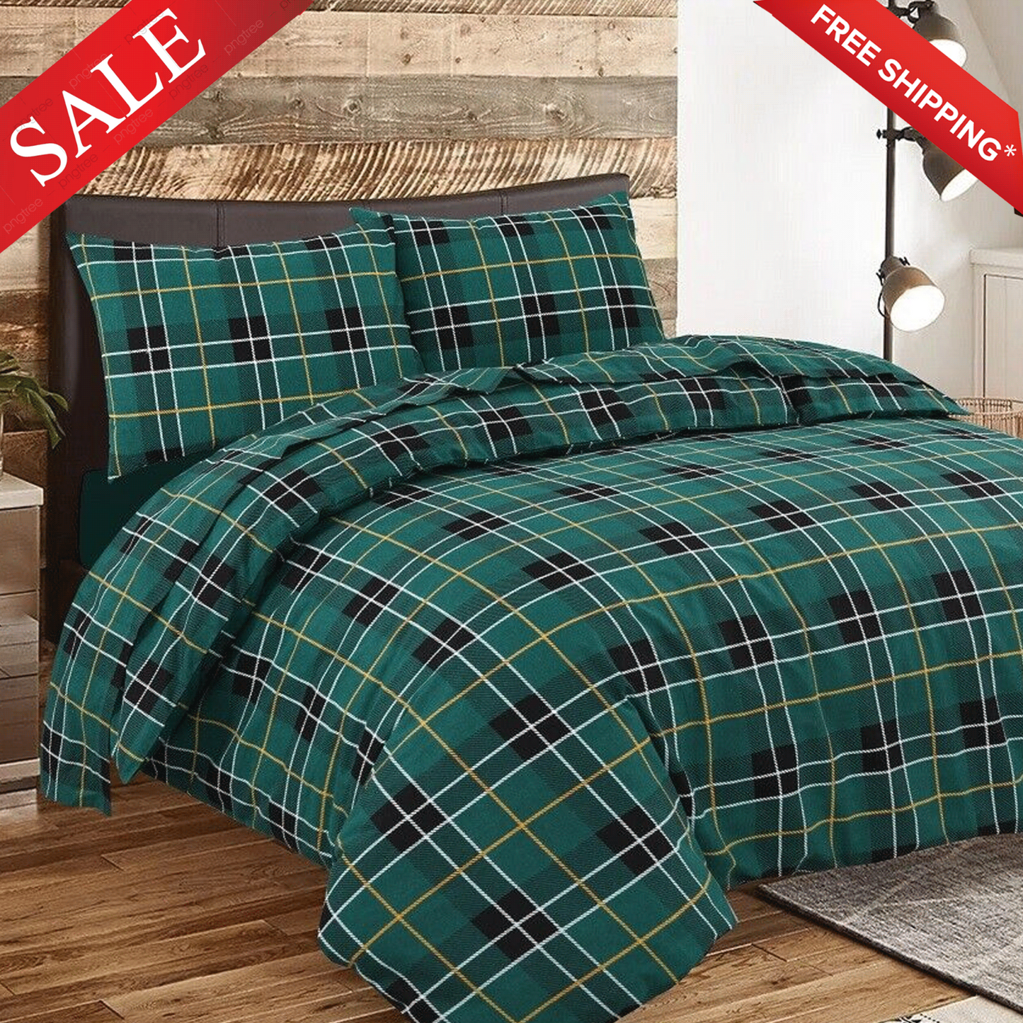 Thermal Tartan Flannelette Duvet Cover 100% Brushed Cotton Checked Bedding Sets