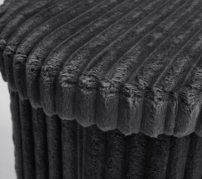 Round Ribbed Storage Box Ottoman Multipurpose Seat Foot Stool Toys Box Organizer