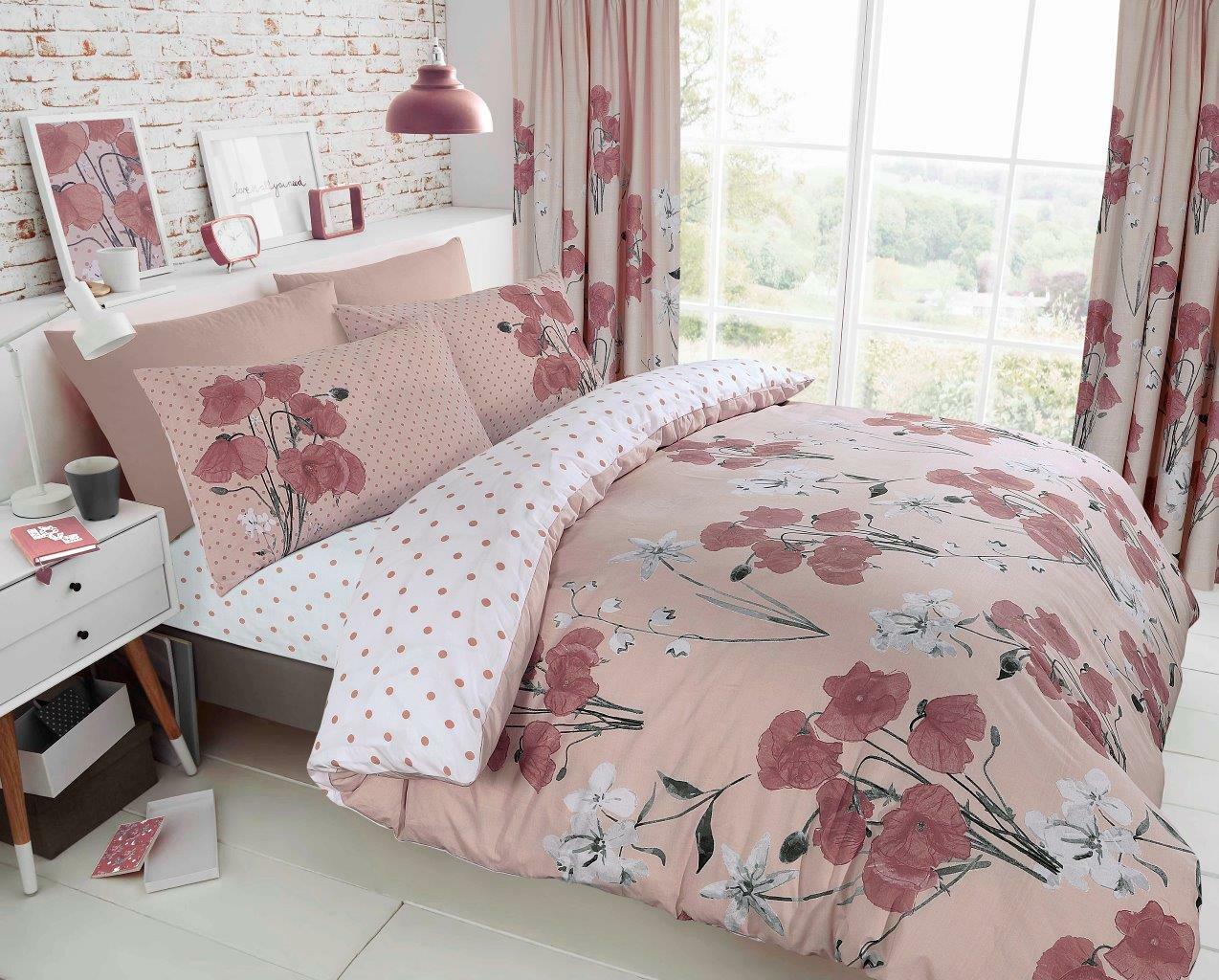 Floral Poppy Bedding Duvet Cover Quilt Set Pillow Cover Single Double King Sizes