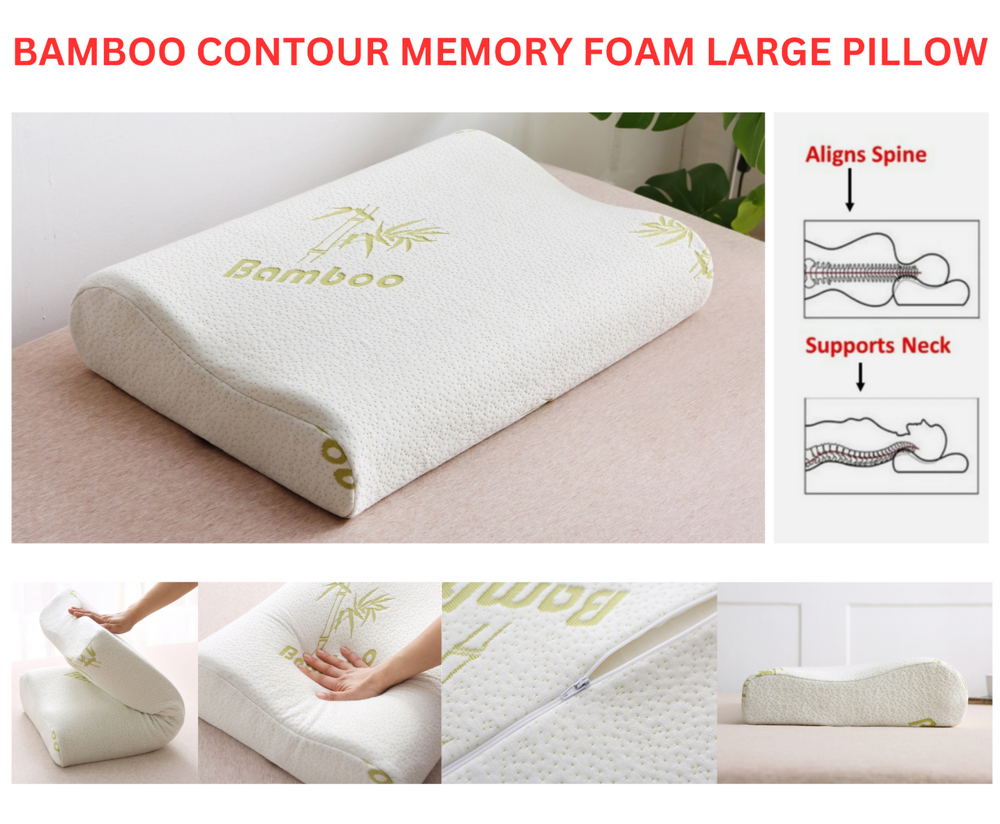 Contour Memory Foam Cervical Support Pillow Neck Pain Relief Sleeping Orthopedic